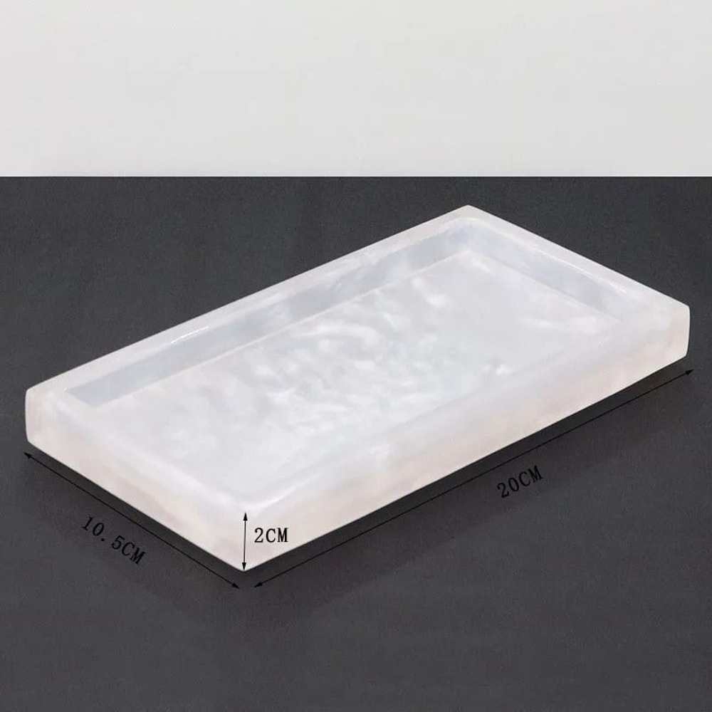 LuxeStone Marble Resin Storage Tray Rectangular Vanity Organizer 1