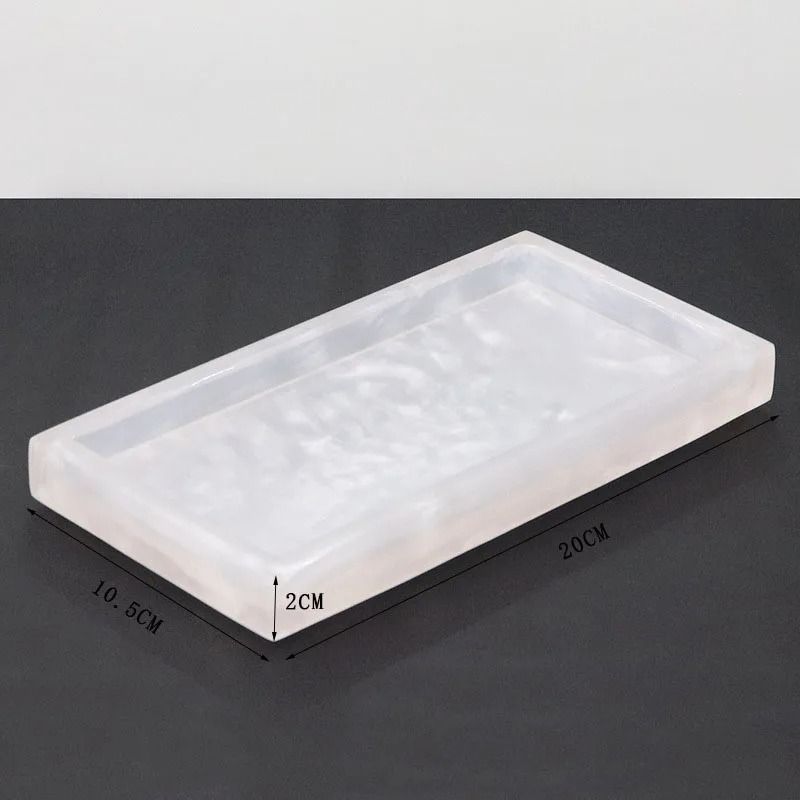 LuxeStone Marble Resin Storage Tray Rectangular Vanity Organizer 1