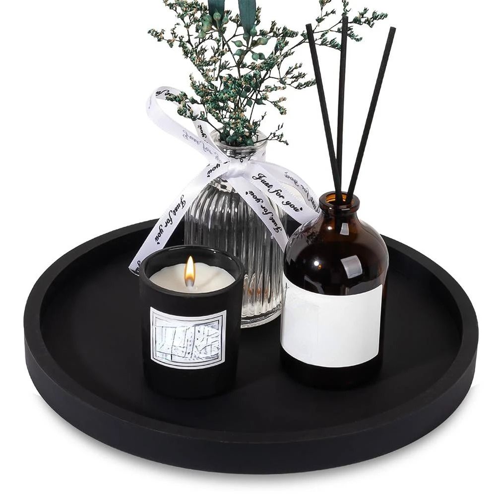 PureCircle Round Bathroom Vanity Tray Silicone Decorative Organizer 6