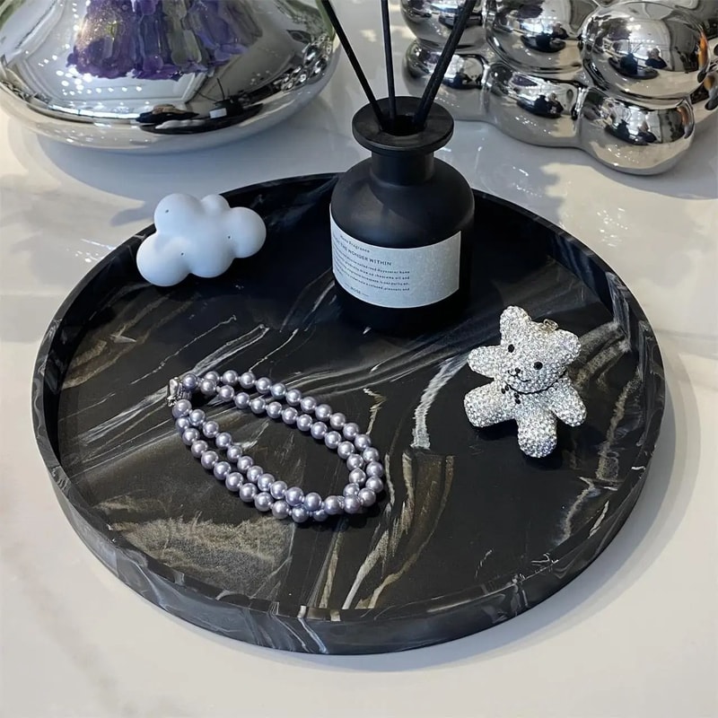 PureCircle Round Bathroom Vanity Tray Silicone Decorative Organizer 9