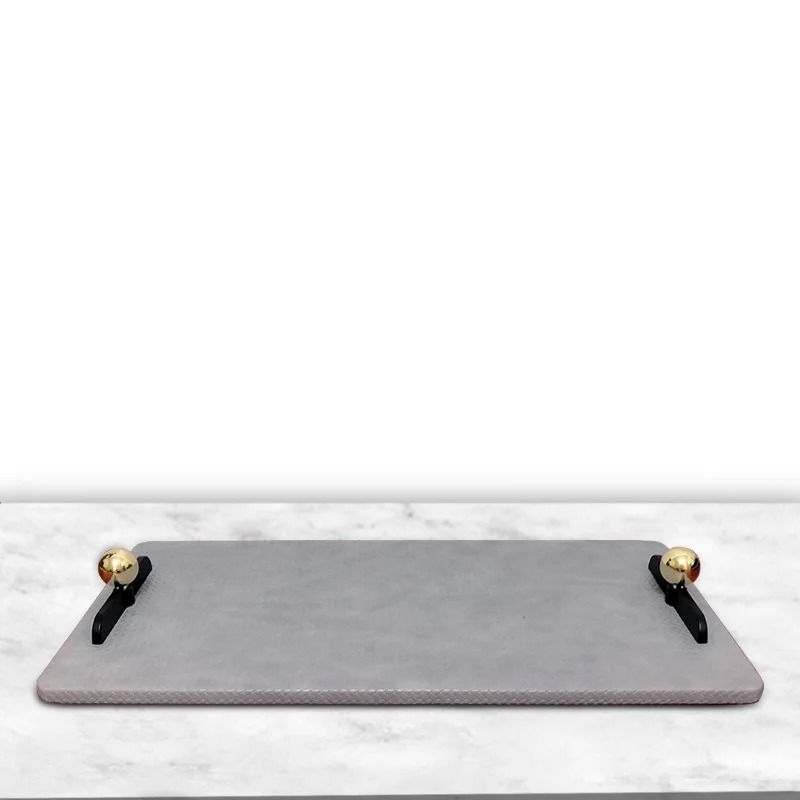 LuxeCraft Leather Decorative Tray Rectangular Coffee Table Organizer 9