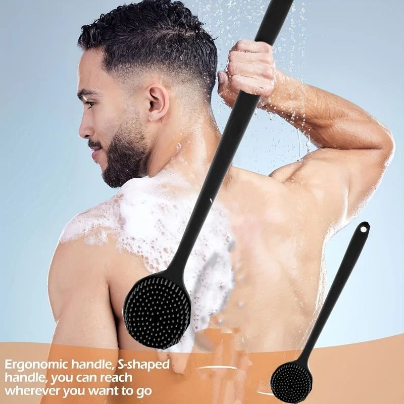 Long Handle Silicone Bath Brush Double Sided Back Scrubber 11