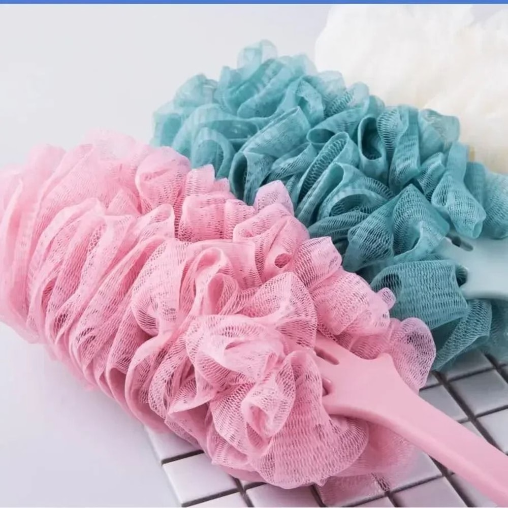 Long Handle Mesh Back Shower Scrubber Brush Soft Exfoliating Bath Sponge 2