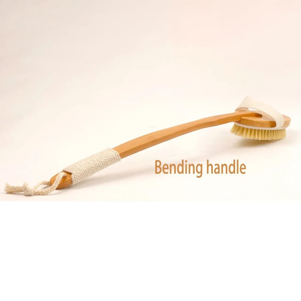 Bamboo Long Handle Bath Brush With Natural Boar Bristles Foldable Back Scrubber 8