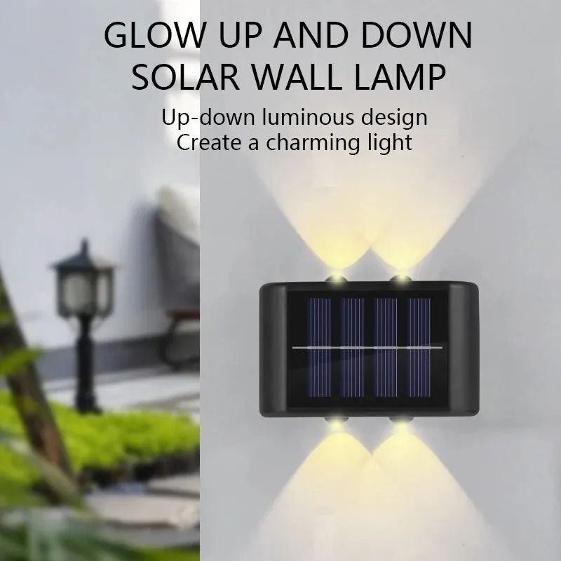 Outdoor LED Solar Wall Lamp Up Down Waterproof Garden Fence Light 4
