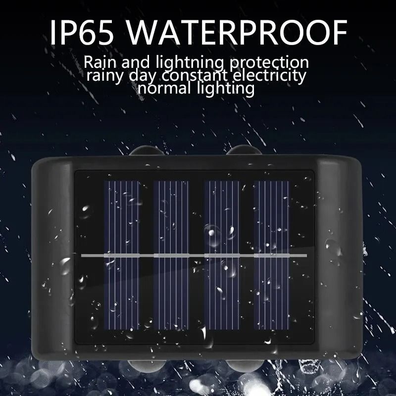 Outdoor LED Solar Wall Lamp Up Down Waterproof Garden Fence Light 5