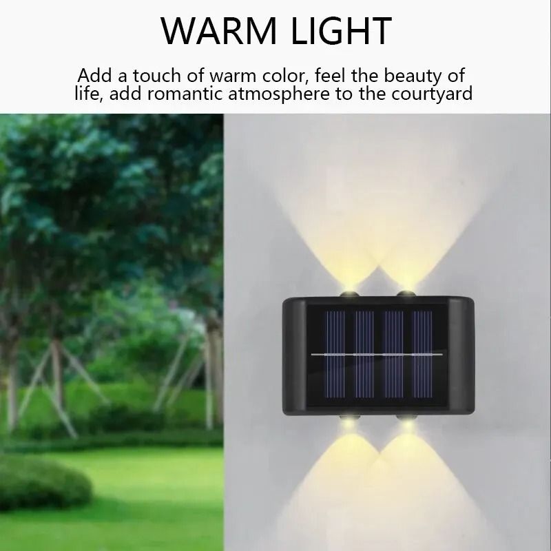 Outdoor LED Solar Wall Lamp Up Down Waterproof Garden Fence Light 6