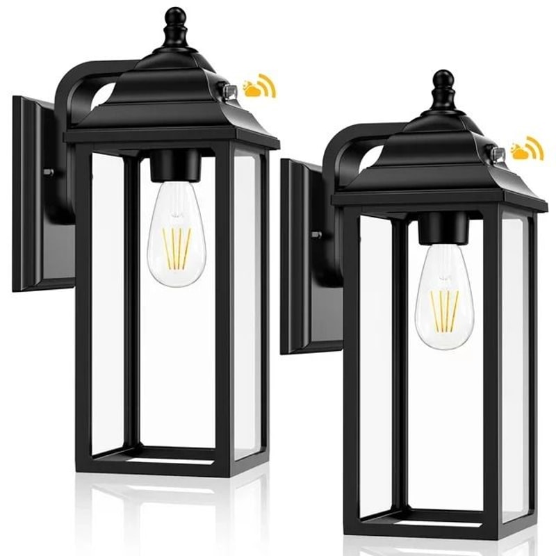 2 Pack Black Outdoor Wall Sconce Lantern For Porch And Garage 0
