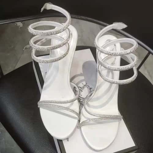 Crystal Diamond Ankle Strap High Heel Sandals for Women