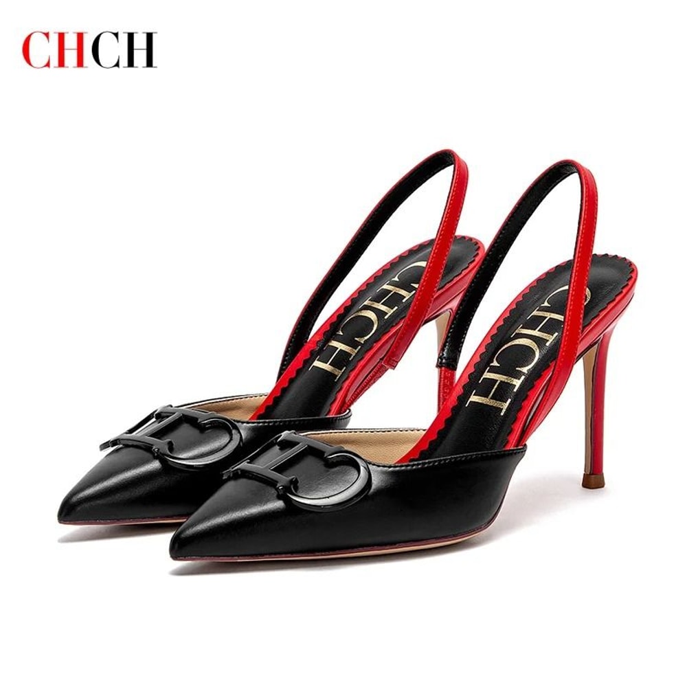 CHCH Sharp Point Closed Toe Strappy High Heels 9cm 1