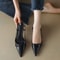 Elegant Patent Leather Pointed Toe Slingback Heels With Buckle Strap 6