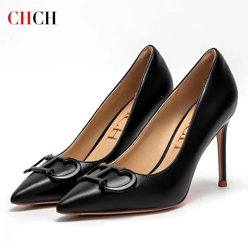 CHCH 9cm Pointed Toe High Heels With Metal Buckle For Party And Carnival 7