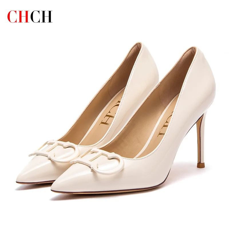 CHCH 9cm Pointed Toe High Heels With Metal Buckle For Party And Carnival 6