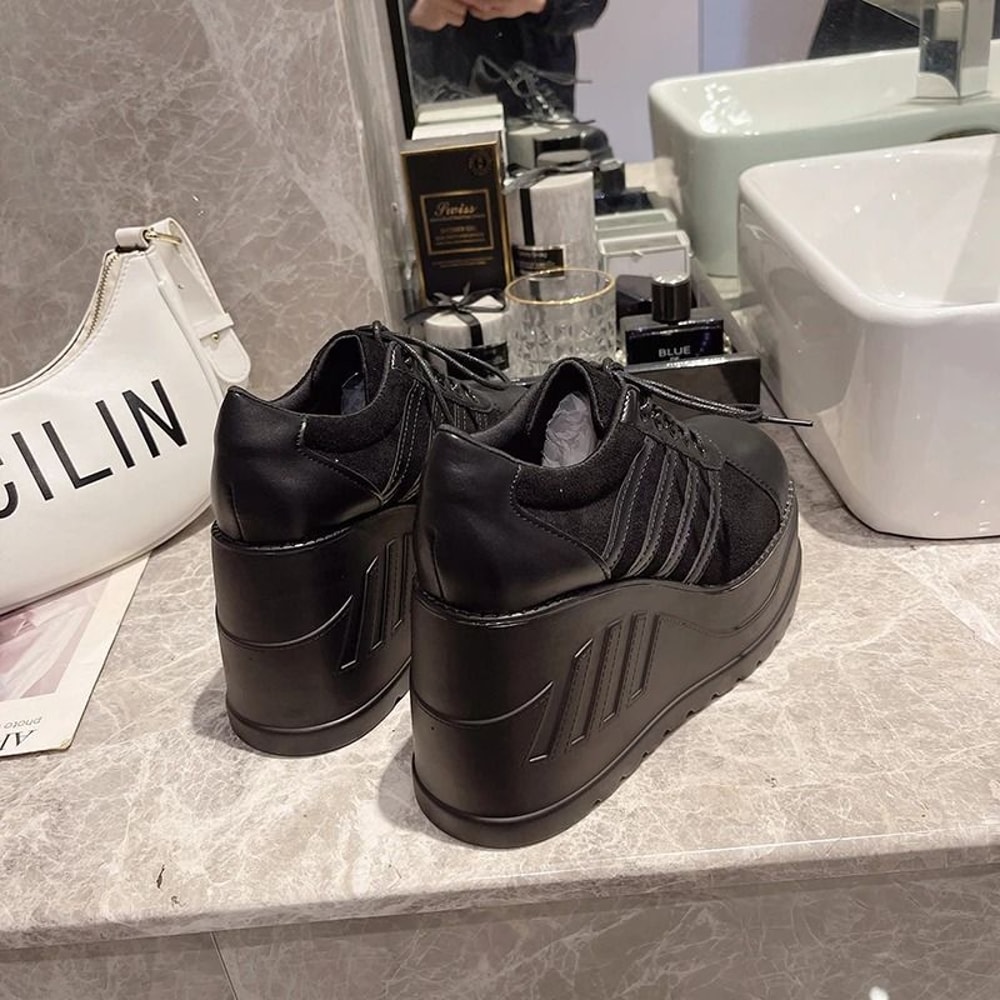 Black Platform Wedge High Heels Fashion Cosplay Street Pumps For Women 2
