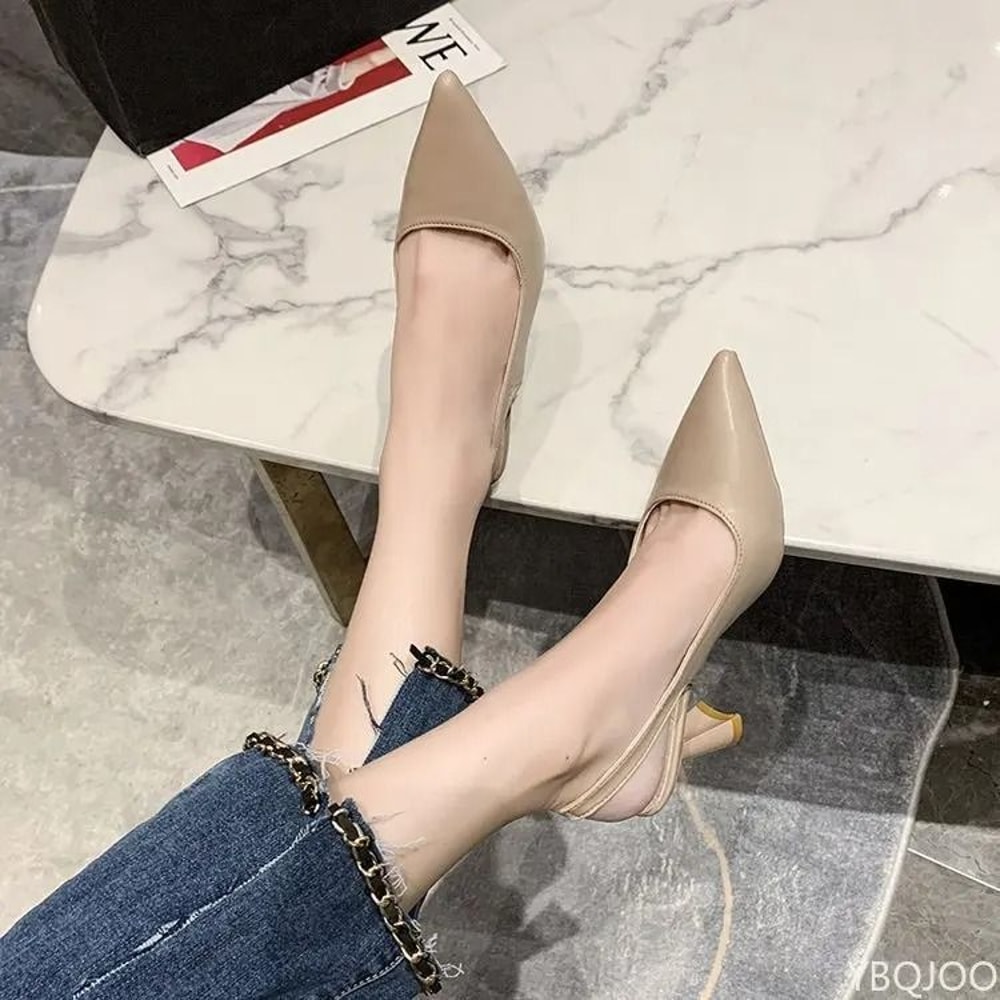 Elegant Summer Pointed Toe High Heel Sandals For Women Casual Shallow Cut 4