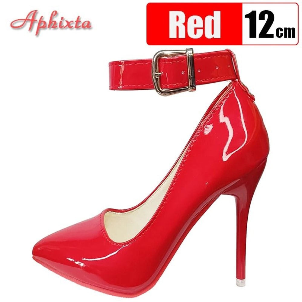 Aphixta 10cm 12cm Metal Buckle Stiletto Heels Pointed Toe Party Pumps 2