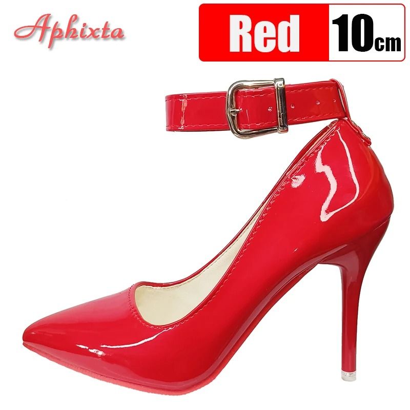 Aphixta 10cm 12cm Metal Buckle Stiletto Heels Pointed Toe Party Pumps 1