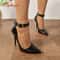 Aphixta 10cm 12cm Metal Buckle Stiletto Heels Pointed Toe Party Pumps 0