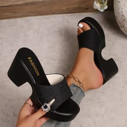 summer platform flip flop sandals open toe chunky heel minimalist style