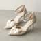 Elegant White Pointed Toe Butterfly Heels Medium Stiletto Wedding Pumps 1