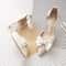 Elegant White Pointed Toe Butterfly Heels Medium Stiletto Wedding Pumps 4