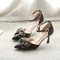 Elegant White Pointed Toe Butterfly Heels Medium Stiletto Wedding Pumps 6