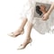 Elegant White Pointed Toe Butterfly Heels Medium Stiletto Wedding Pumps 0