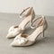 Elegant White Pointed Toe Butterfly Heels Medium Stiletto Wedding Pumps 7