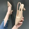 Summer Breathable Pointed Toe Stiletto Heels Elegant PU Shallow Cut Sandals 7