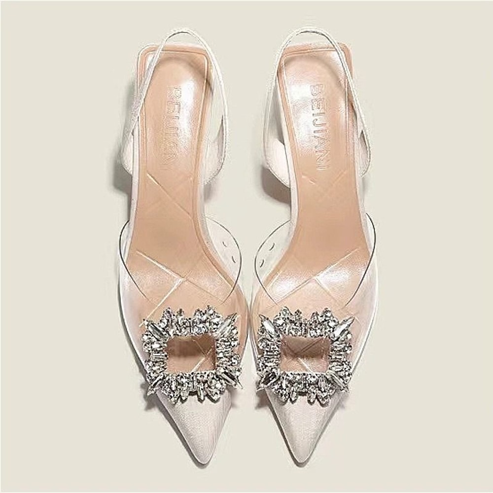 Crystal Transparent Pointed Toe High Heels Elegant Banquet Pumps 6