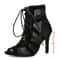 Black Lace Up Open Toe Stiletto Dance Sandals For Women 1
