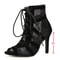 Black Lace Up Open Toe Stiletto Dance Sandals For Women 1