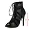 Black Lace Up Open Toe Stiletto Dance Sandals For Women 2