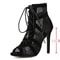 Black Lace Up Open Toe Stiletto Dance Sandals For Women 2