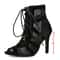 Black Lace Up Open Toe Stiletto Dance Sandals For Women 6