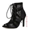Black Lace Up Open Toe Stiletto Dance Sandals For Women 6
