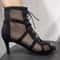 Black Lace Up Open Toe Stiletto Dance Sandals For Women 7