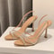 Rhinestone Transparent Pointed Toe Slingback High Heels For Women 7