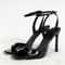 Gold Patent Leather Square Toe Ankle Buckle High Heel Sandals For Women 1