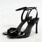 Gold Patent Leather Square Toe Ankle Buckle High Heel Sandals For Women 9