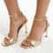 Gold Patent Leather Square Toe Ankle Buckle High Heel Sandals For Women 6