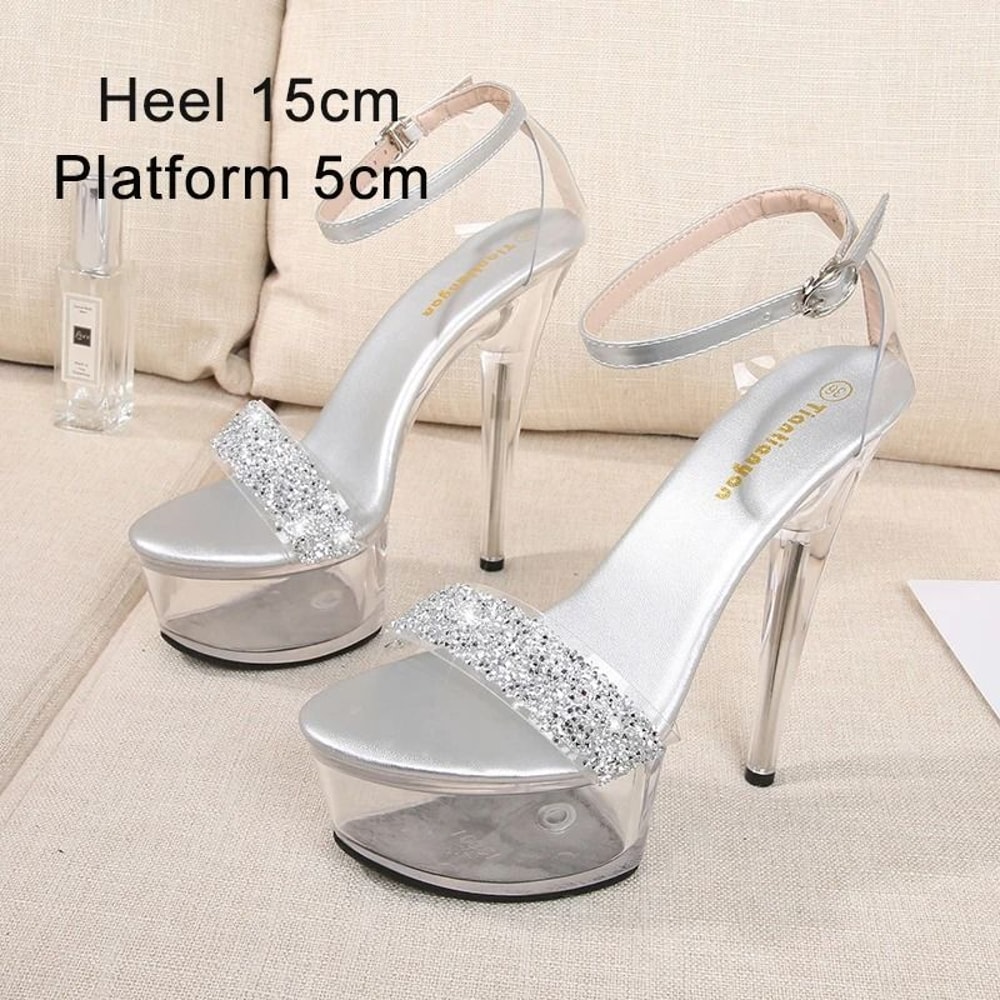Clear Platform 20CM High Heel Dance Sandals For Women 8