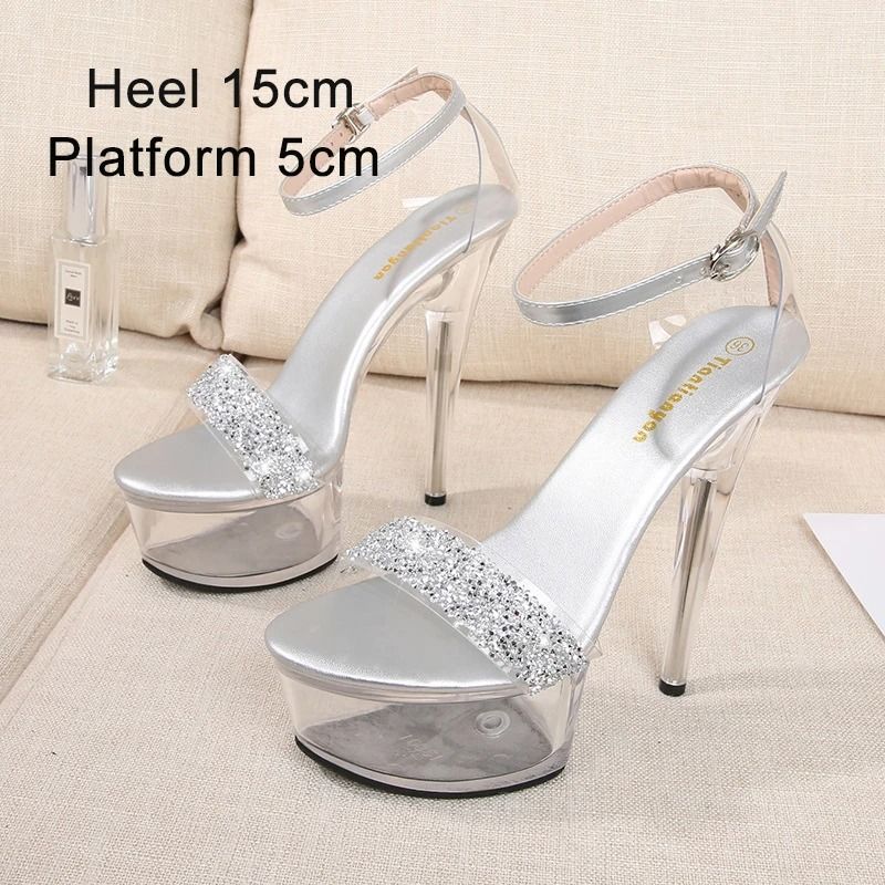 Clear Platform 20CM High Heel Dance Sandals For Women 8