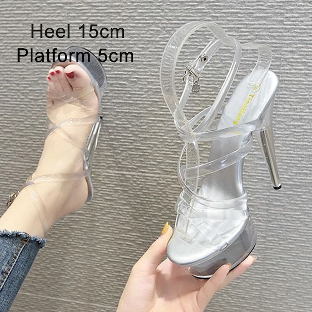 Clear Platform 20CM High Heel Dance Sandals For Women 10