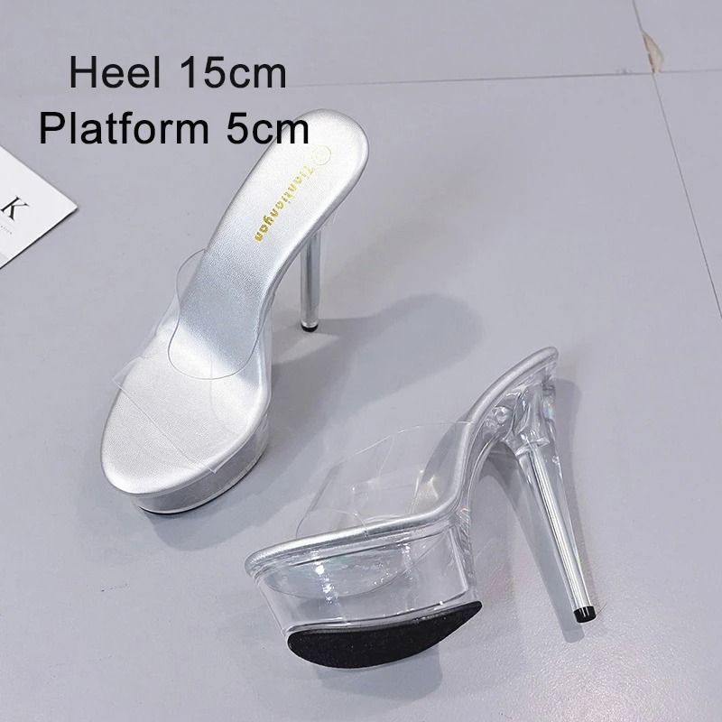 Clear Platform 20CM High Heel Dance Sandals For Women 7
