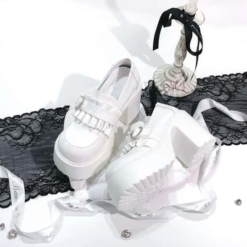 Sweet Heart Buckle Lolita Platform Mary Jane Heels for Women