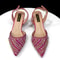 Fuchsia Rhinestone Pointed Toe Heel And Matching Bag Set For Women 11