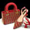 Fuchsia Rhinestone Pointed Toe Heel And Matching Bag Set For Women 3