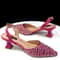 Fuchsia Rhinestone Pointed Toe Heel And Matching Bag Set For Women 6
