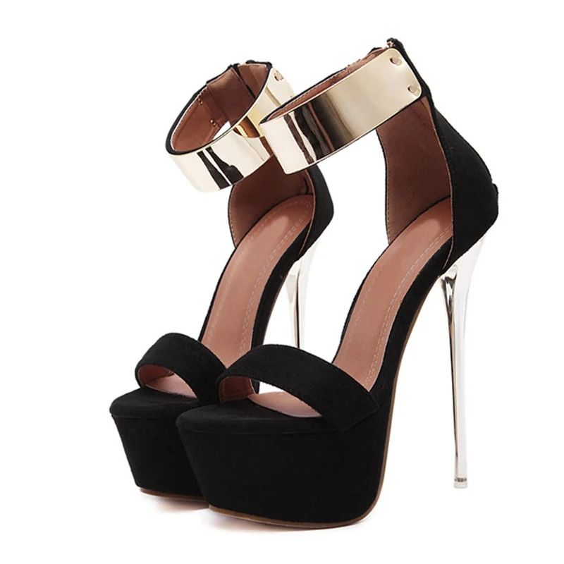 Liyke 16CM Metal Ankle Strap Platform High Heel Sandals For Women 4
